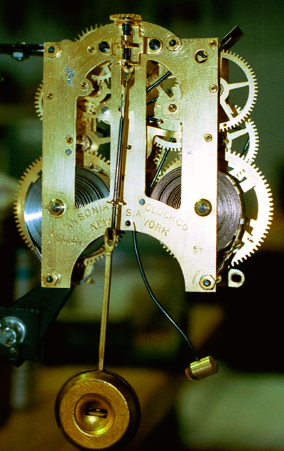 Movement back of ansonia Iron Mantel Clock