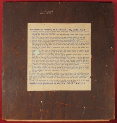The insruction sheet outside the rear cover.
