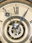 Closeup of original dial and hands. Original Gilbert Maltese hands like these have the wide portion where the hand joins its hub.