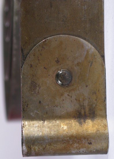 Barnes patented mainspring 0.020 inch thick (from Gilbert walnut shelf clock, strike side)