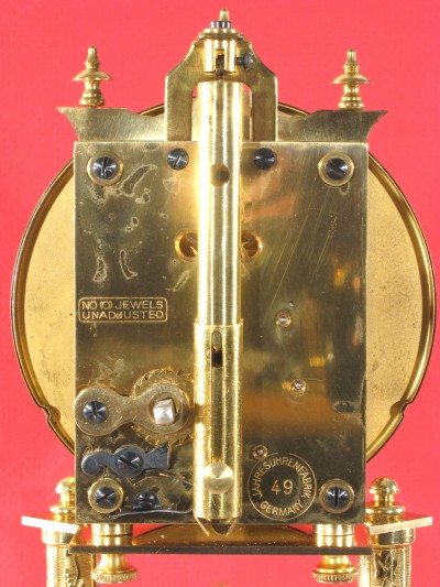 Hrolovar back plate no. 1278. No date. Labeled Jahresuhrenfabrik, Germany, 49 inside the circle.