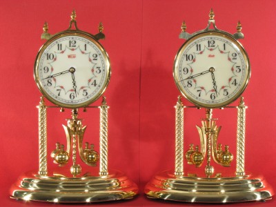 Welby and Kundo 400 day clocks with 3 5/8 inch time track dial and skeleton hands
