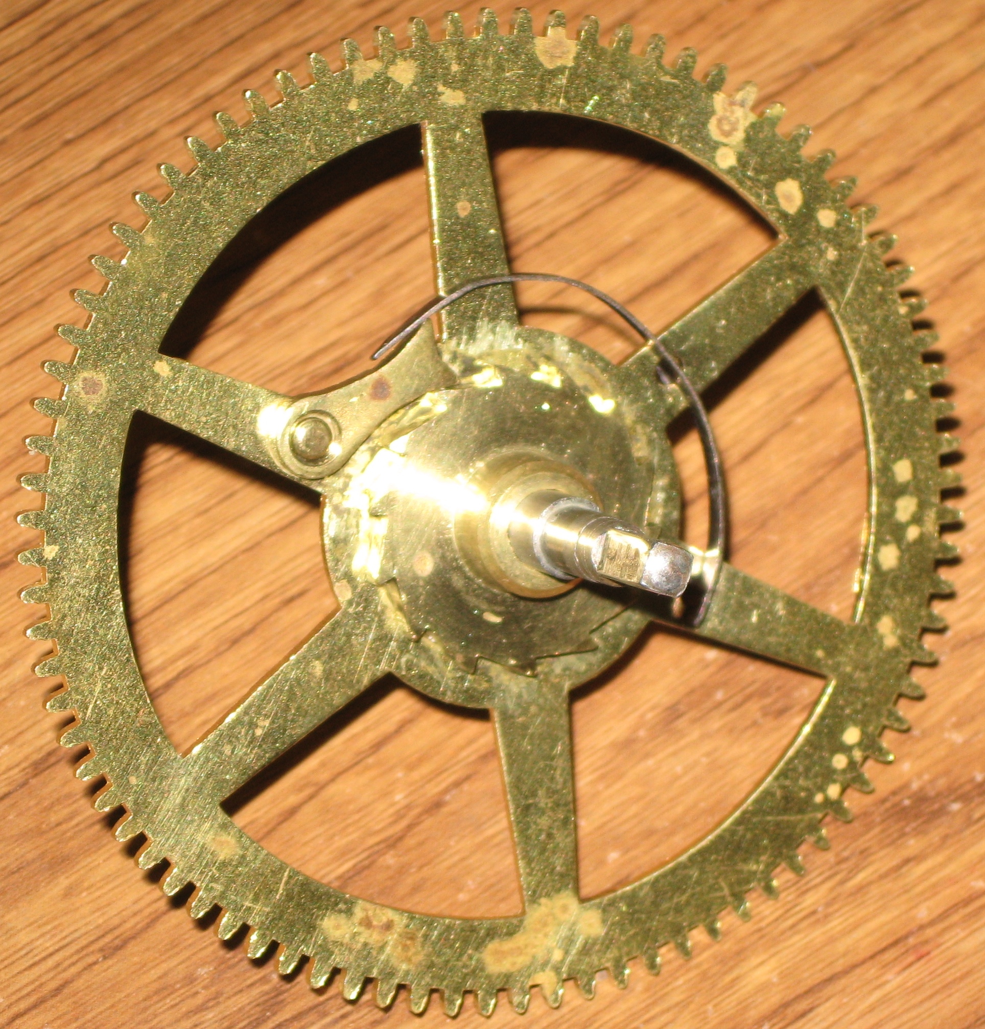 Strike mainwheel with its original thin flat steel clickspring