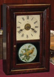 Seth Thomas "Round Band" with original bird picture on lower glass.